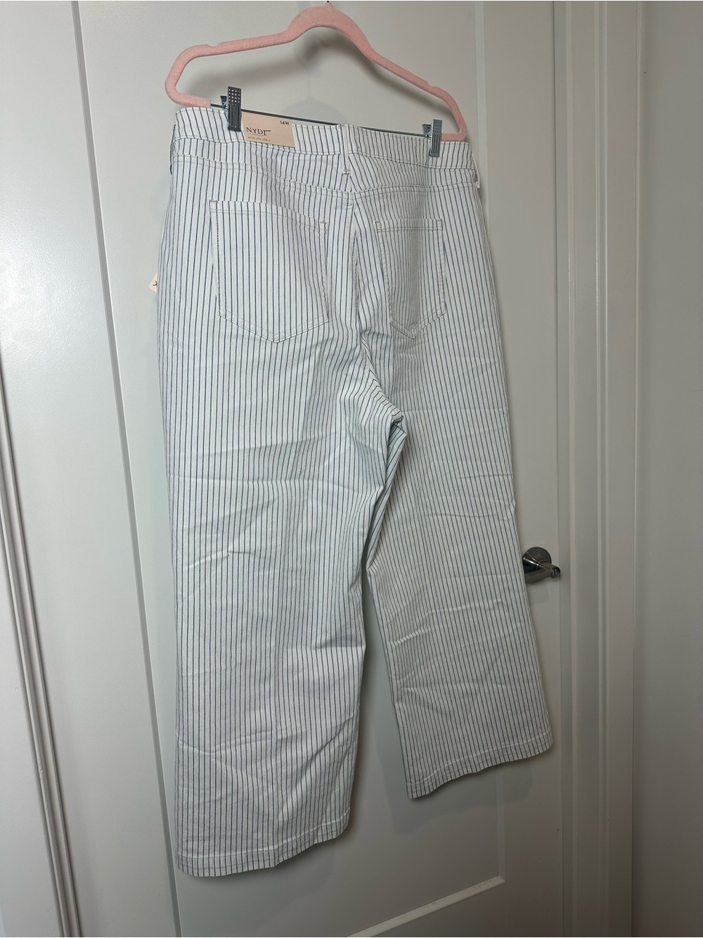 NYDJ Teresa Stripe Exposed Button Ankle Wide Leg Jeans 14W Palencia Stripe - Picture 6 of 7